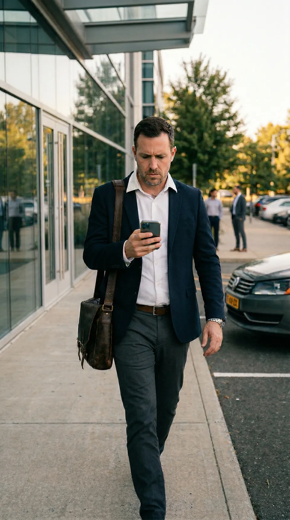 Een salesprofessional die direct na een meeting een korte voice note inspreekt.